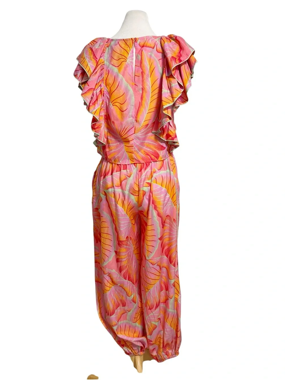 FARM Rio Bright Forest Frilled Top and Smocked Waist Pants RARE SET Size Small